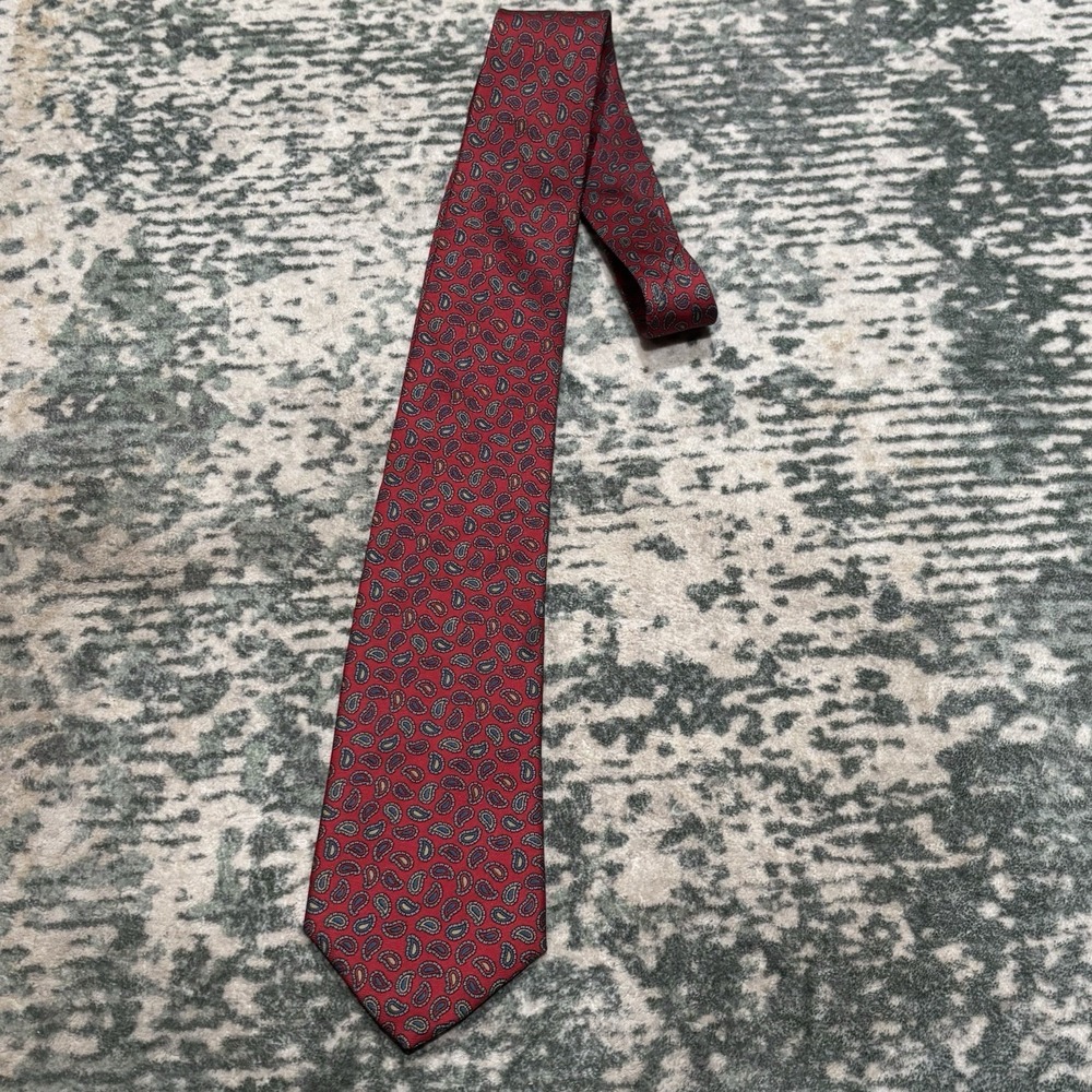 vintage DAKS London New York red paisley silk tie Made In USA